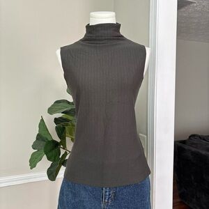 90s vintage Moa Moa grey pinstriped mock neck sleeveless top 🍸